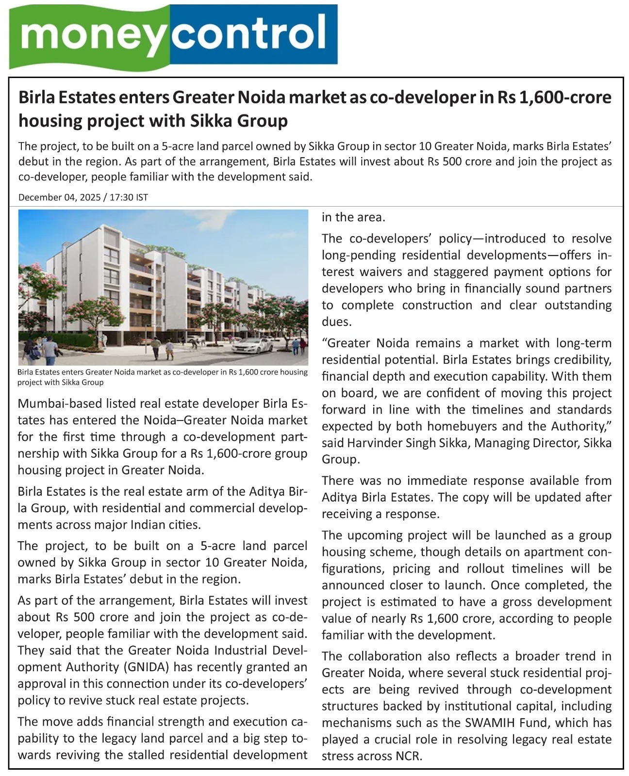 Birla Estate ties up with Sikka Group 8